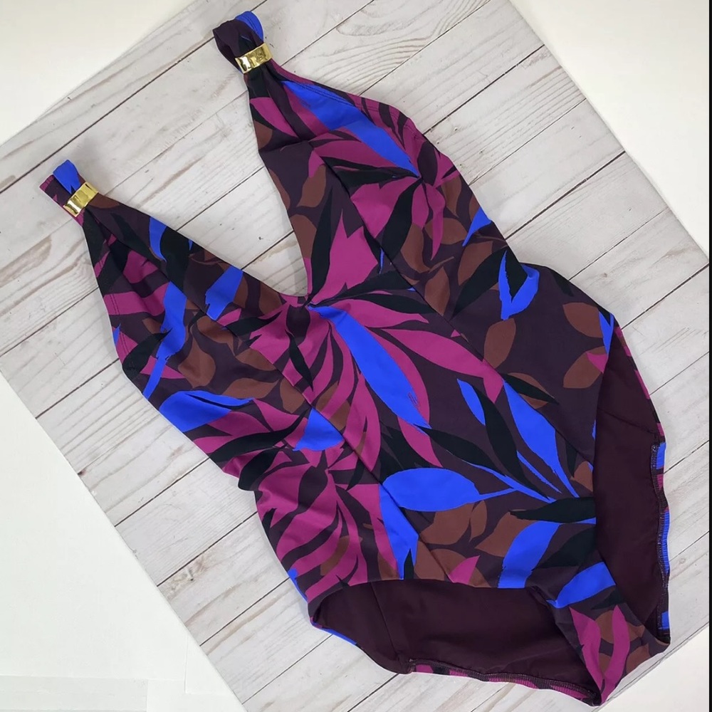 Amoressa Swimwear Rumba One Piece Plum Wine Swimsuit Size 10